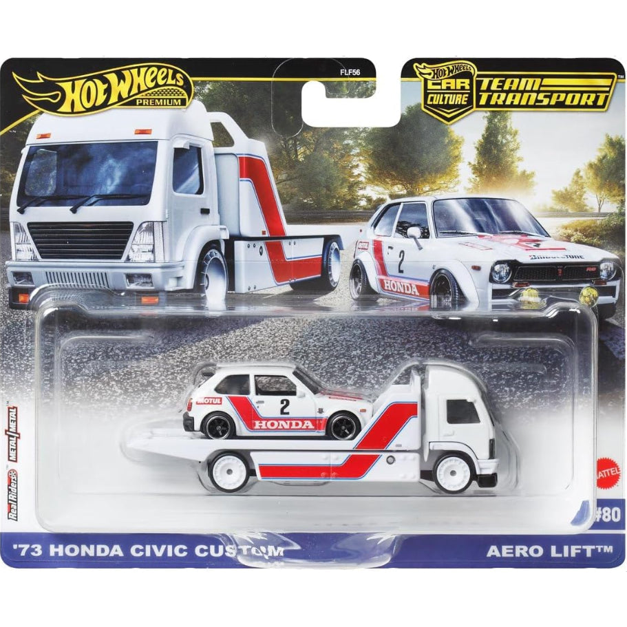 Hot Wheels Premium Team Transport — 73 Honda Civic Custom & Aero Lift