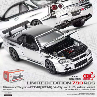 Motorhelix Nissan Skyline GT-R (R34) V-Spec II Customized Electroplating Silver — CDX Exclusive