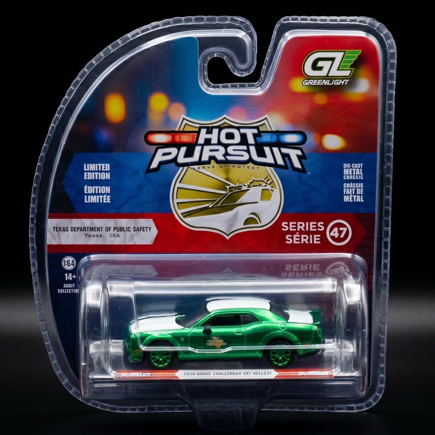 Greenlight Hot Pursuit Series 47 — 2020 Dodge Challenger SRT Hellcat Green Chrome