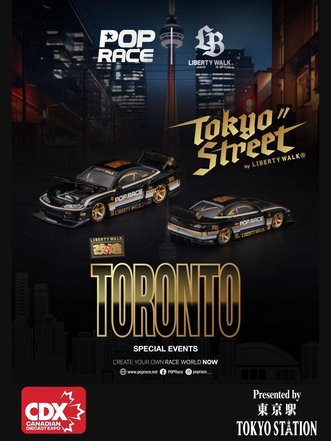 Pop Race LB Super Silhouette Nissan Silvia S15 (Black) CDX Exclusive 1:64 Scale Diecast Model | Toyfessional