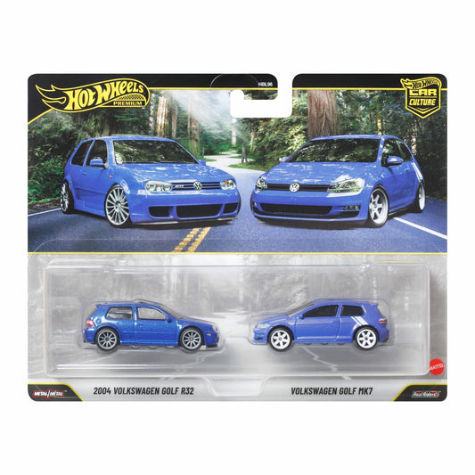 Hot Wheels Premium 2 Pack — 2004 Volkswagen Golf R32 & Volkswagen Golf MK7