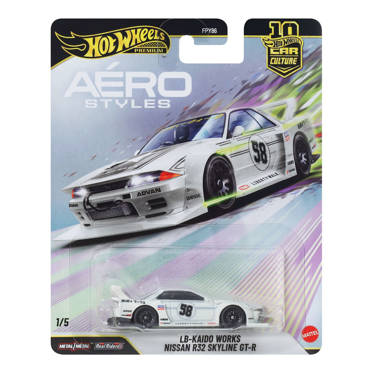 Hot Wheels Premium Aéro Styles - LB-Kaido Works Nissan R32 Skyline GT-R 1:64 Scale Diecast Model | Toyfessional