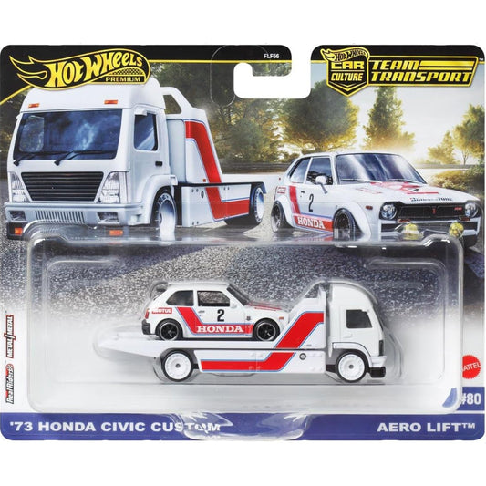 Hot Wheels Premium Team Transport — 73 Honda Civic Custom & Aero Lift