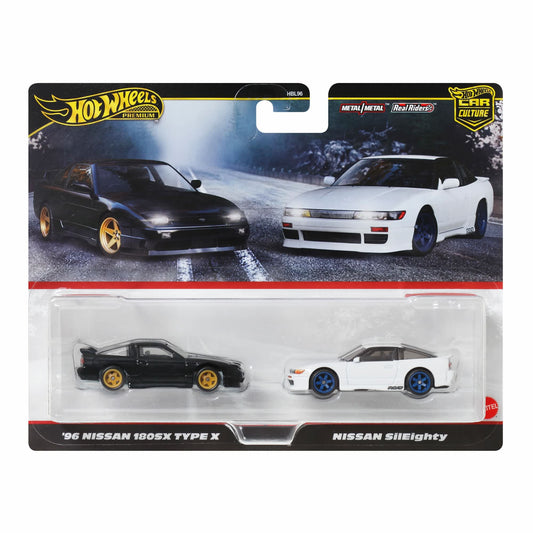 Hot Wheels Premium 2 Pack — 96 Nissan 180SX Type X & Nissan SilEighty