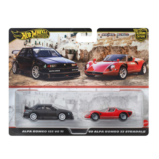 Hot Wheels Premium 2 Pack — Alfa Romeo 155 V6 TI & 69 Alfa Romeo 33 Stradale