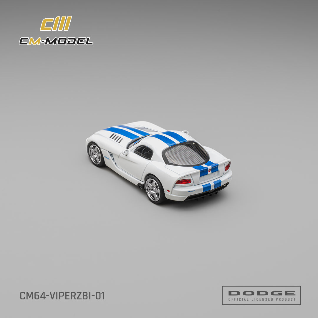 [PRE-ORDER] CM MODEL Dodge Vipe Stone White with Blue racing stripes