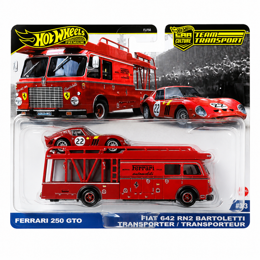 Hot Wheels Premium Team Transport — Ferrari 250 GTO & FIAT 642 RN2 Bartoletti Transporter