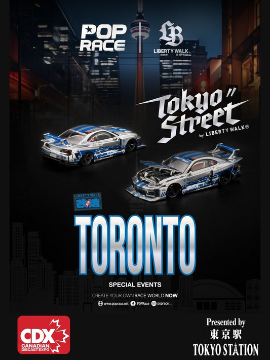 Pop Race LB Super Silhouette Nissan Silvia S15 (Silver Chrome) CDX Exclusive 1:64 Scale Diecast Model | Toyfessional