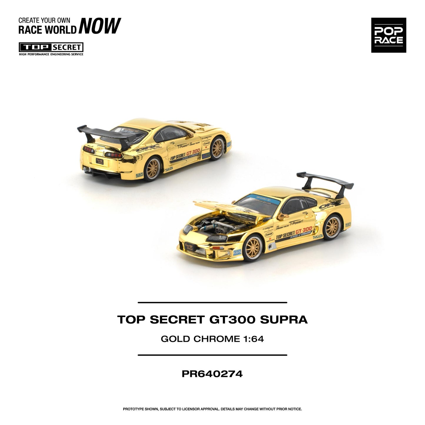 [PRE-ORDER] Pop Race Top Secret GT300 SUPRA - Gold Chrome