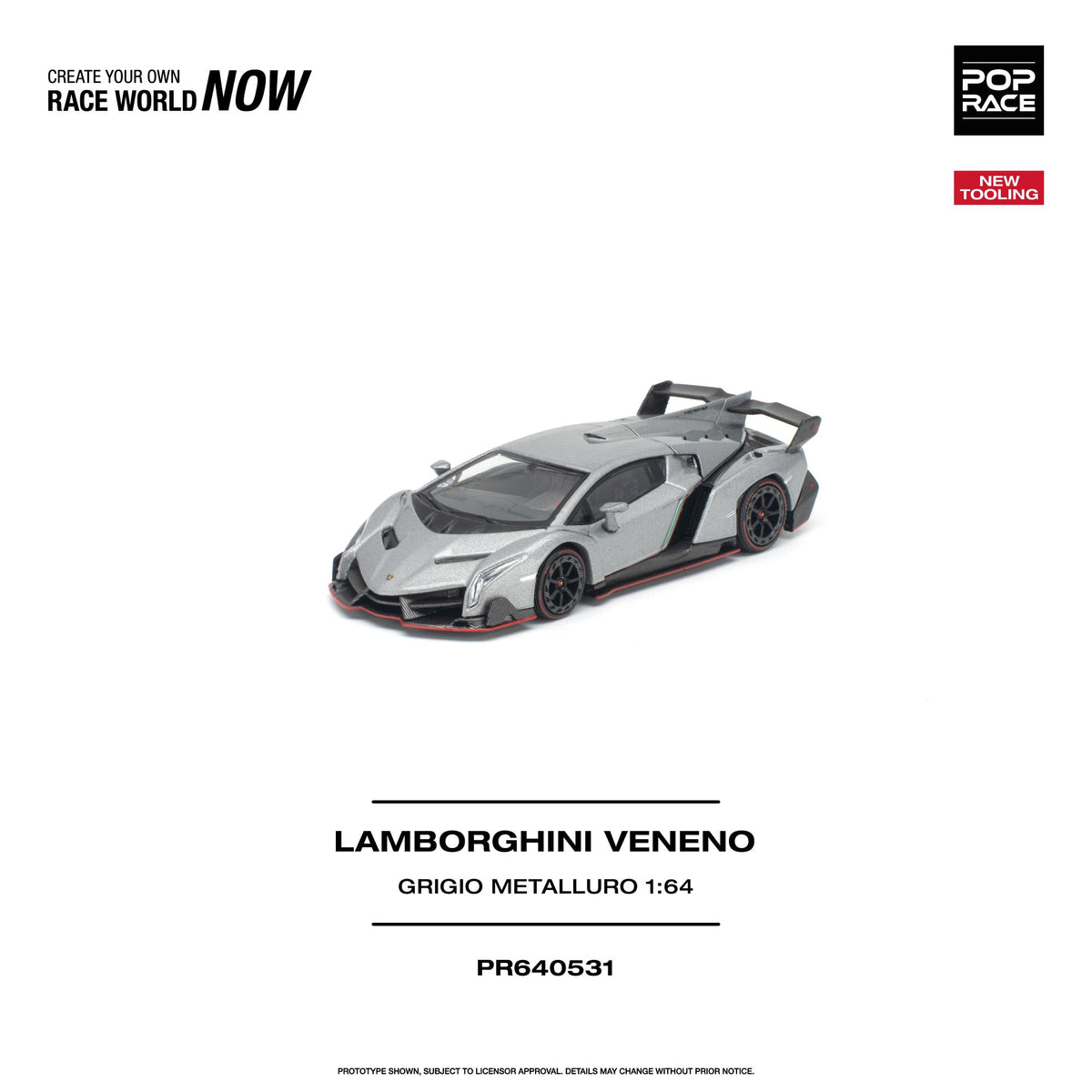[PRE-ORDER] Pop Race Lamborghini Veneno (Grigio Metalluro)