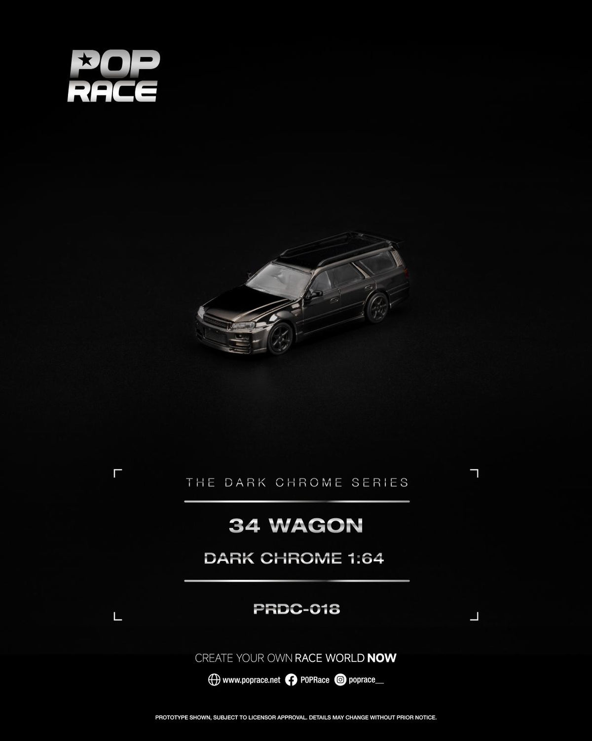 [COMING SOON] Pop Race Nissan Skyline R34 Wagon (Dark Chrome)