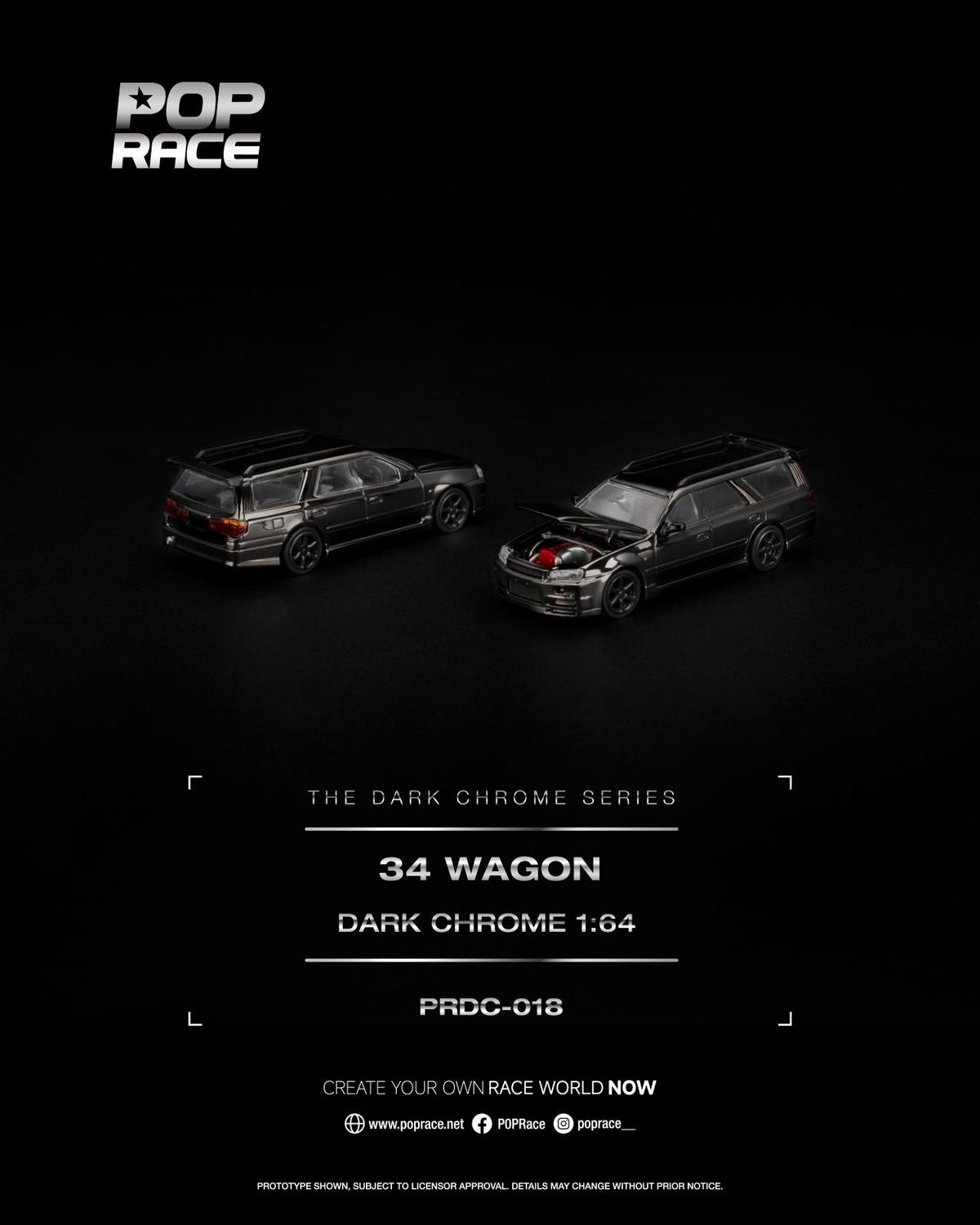 [COMING SOON] Pop Race Nissan Skyline R34 Wagon (Dark Chrome)