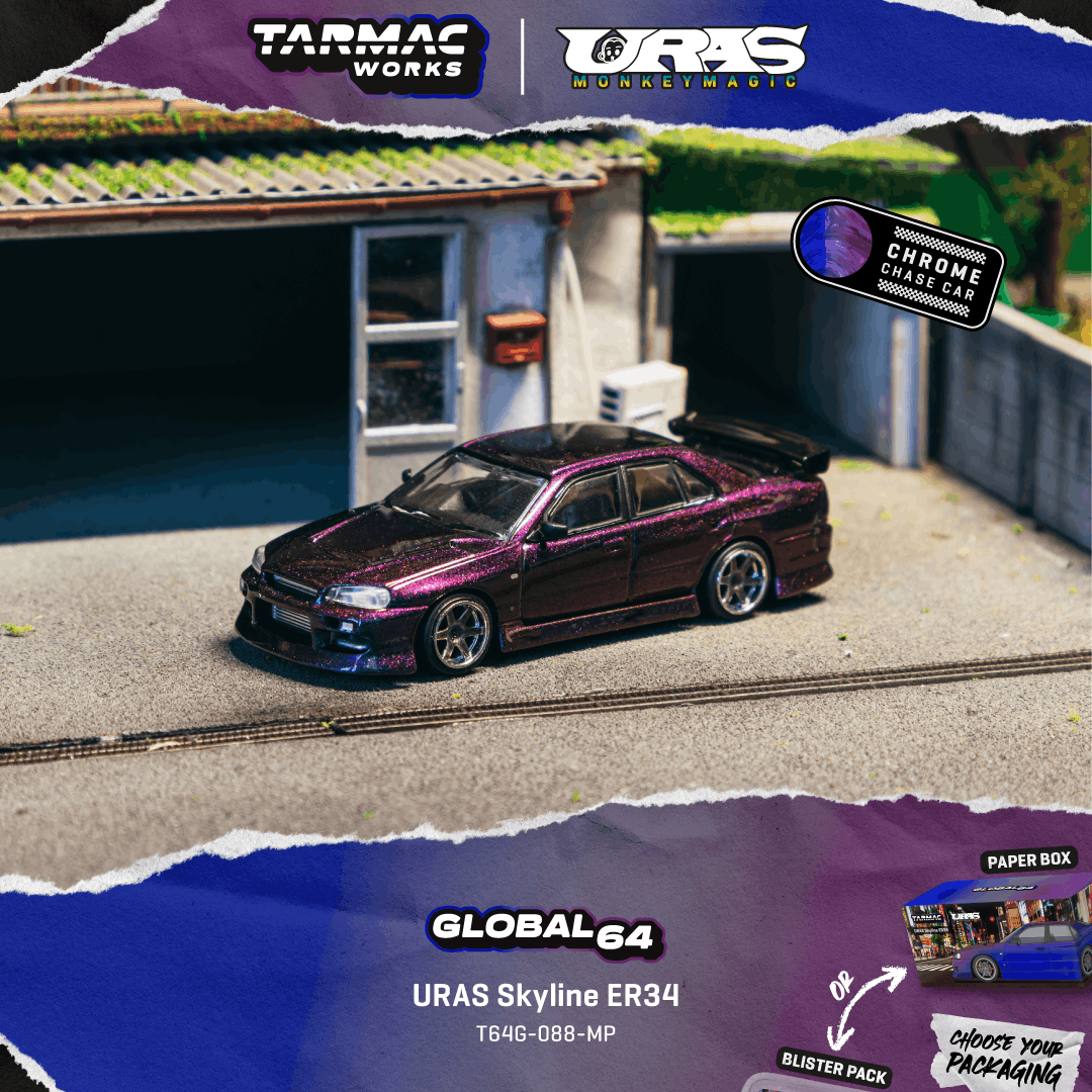 [PRE-ORDER] Tarmac Works URAS Skyline ER34 Midnight Purple (Paper Box)