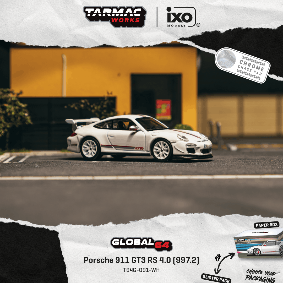 [PRE-ORDER] Tarmac Works Porsche 911 GT3 RS 4.0 (997.2) White (Paper Box)