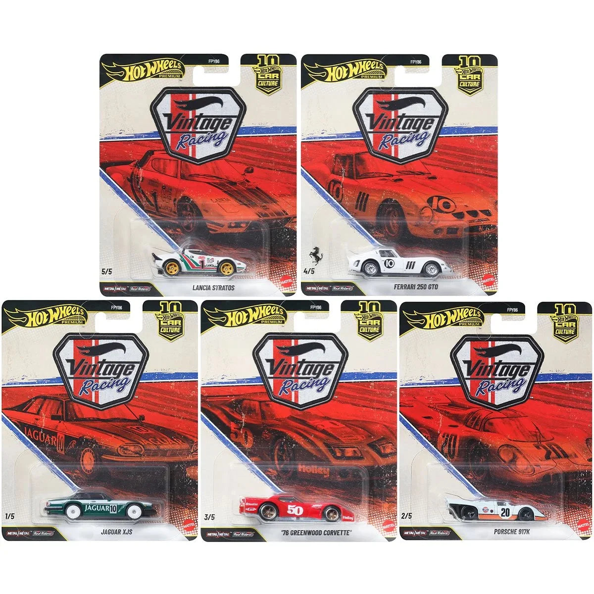 Hot Wheels Premium Car Culture 2026 Vintage Racing Mix 5 — Case of 5
