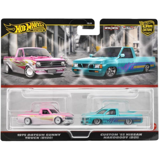 Hot Wheels Premium 2 Pack — 1975 Datsun Sunny Truck (B120) / Custom '93 Nissan Hard Body (D21)