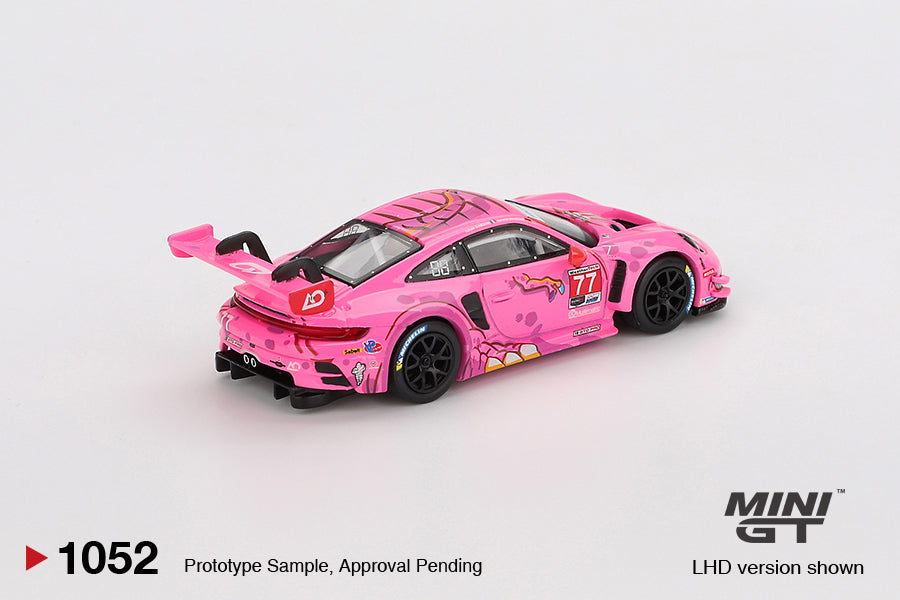 Mini GT Porsche 911 GT3 R #77 Roxy 2024 AO Racing #1052 1:64 Scale Diecast Model, view 3 | Toyfessional