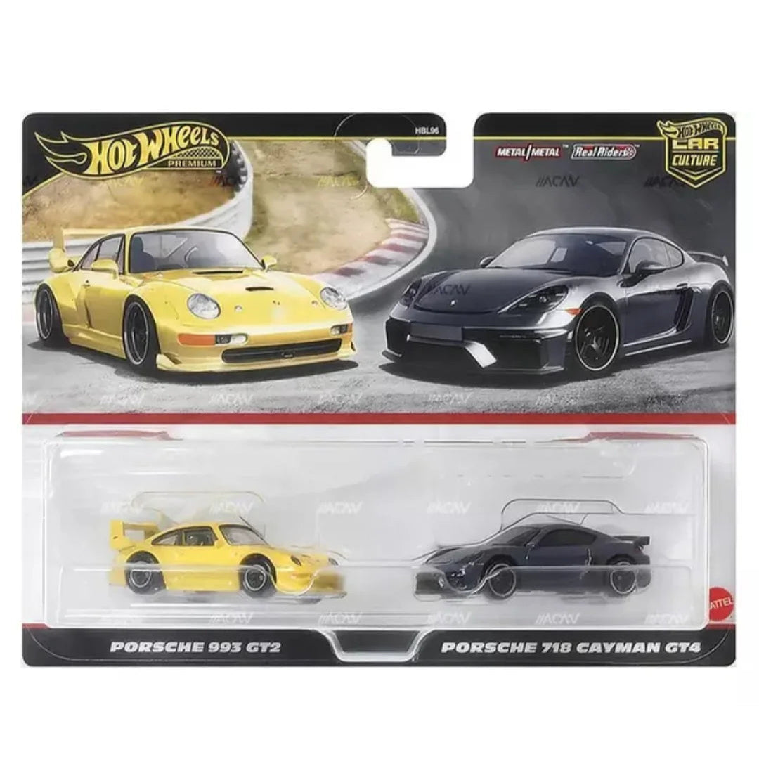 Hot Wheels Premium 2 Pack — Porsche 993 GT2 & Porsche 718 Cayman GT4