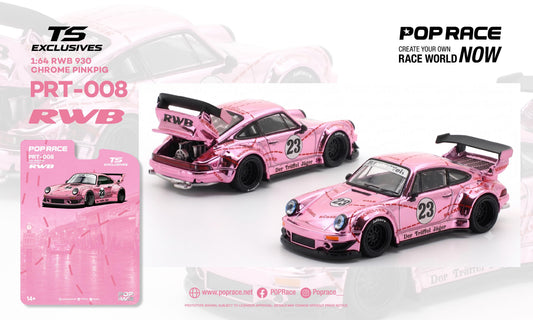 [PRE-ORDER] Pop Race x TS Exclusives RWB 930 Chrome "PINK PIG" 1:64 Scale Diecast Model | Toyfessional