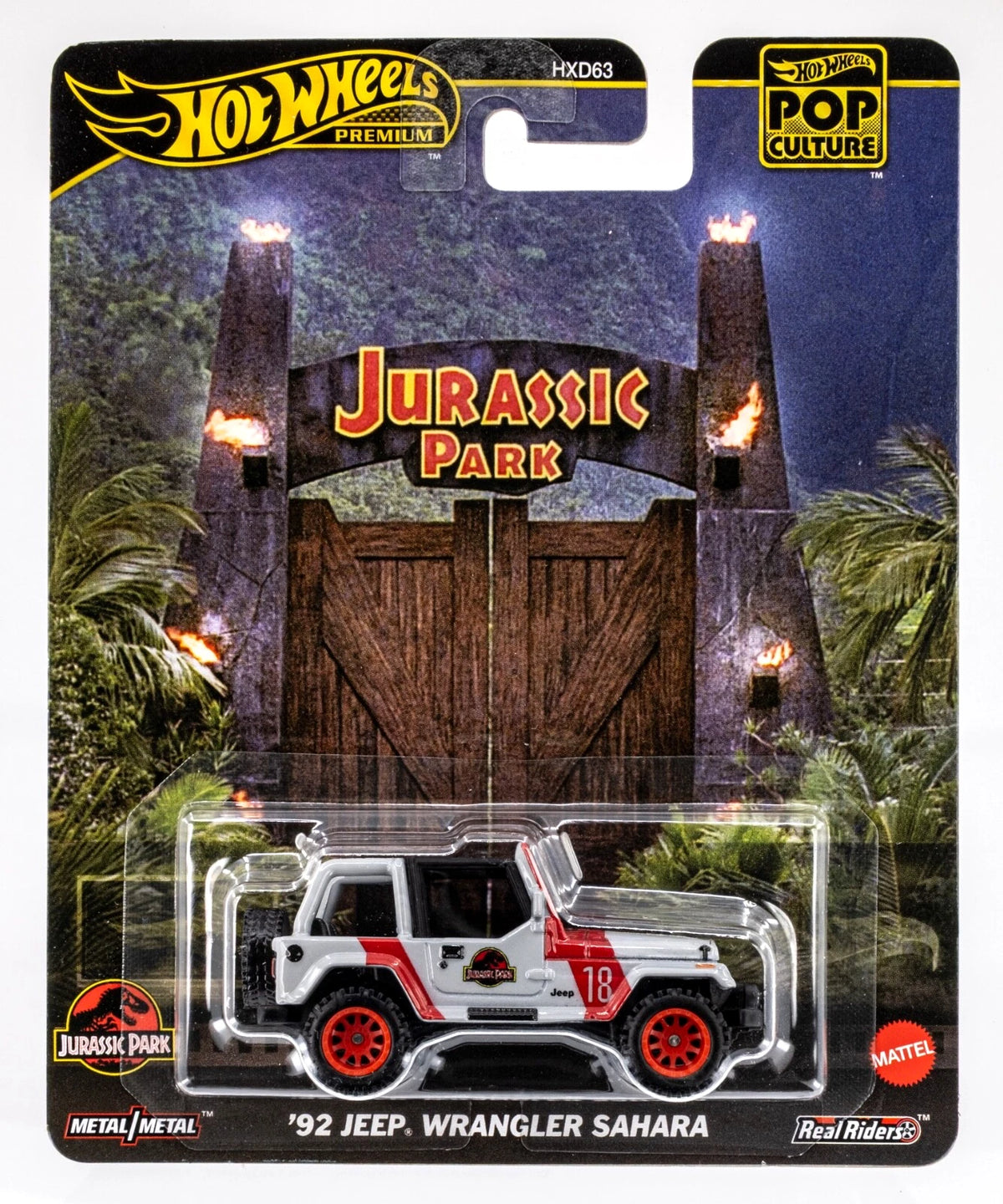 Hot Wheels Premium Pop Culture — Jurassic Park '92 Jeep Wrangler Sahara